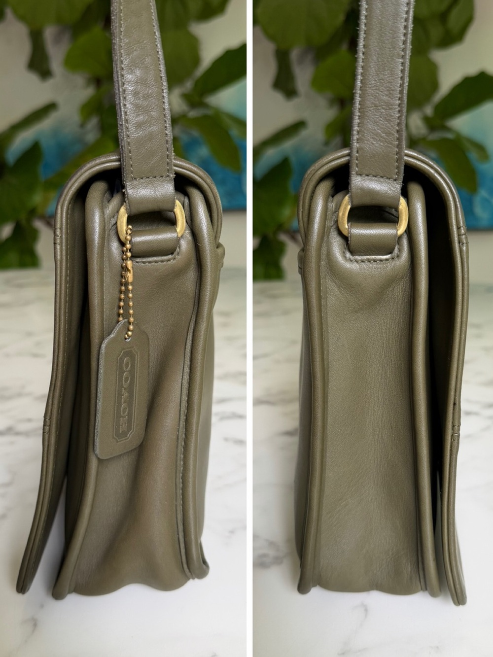 Coach Vintage Tribeca Flap Leather Crossbody Bag 9092 Loden Green 90's USA - Picture 6 of 16